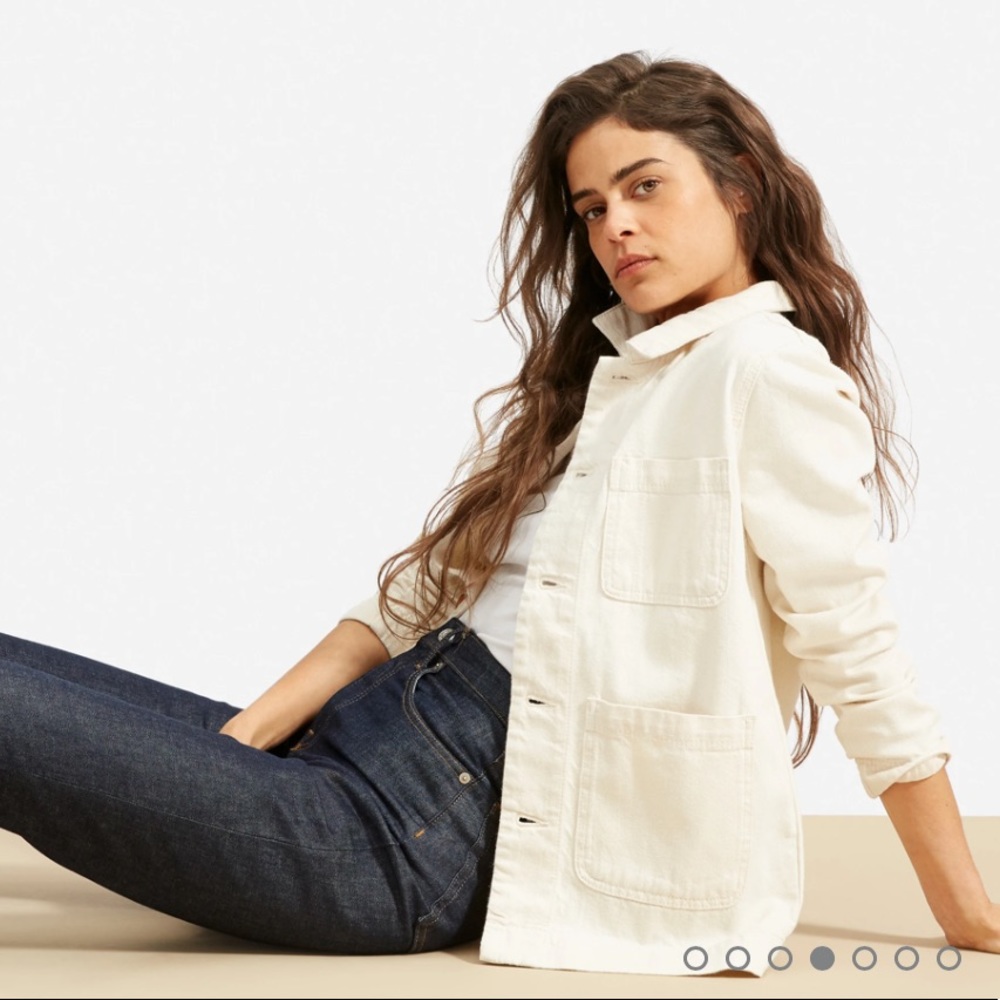 COPY - Reformation Denim Chore Jacket in Bone NWT Small